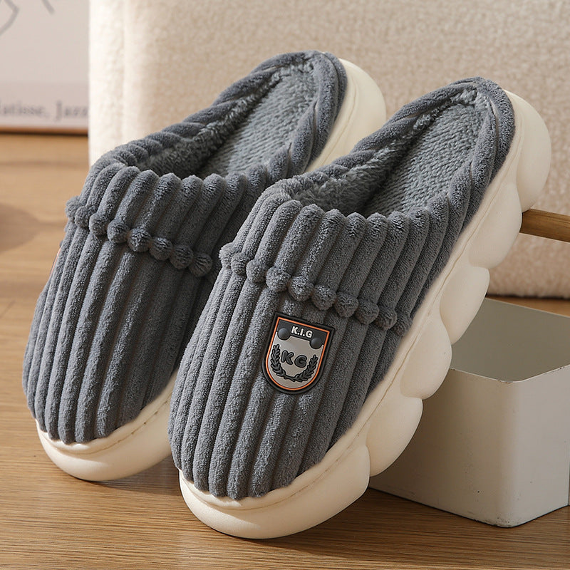Winter Corduroy House Slippers – Warm Plush Indoor Shoes