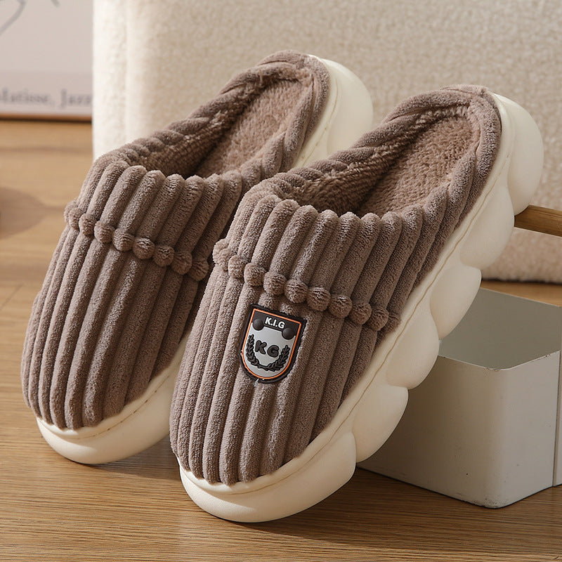 Winter Corduroy House Slippers – Warm Plush Indoor Shoes