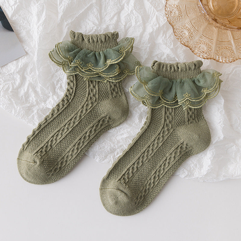Girls Lolita Lace Socks – Princess Ruffle Cotton Socks