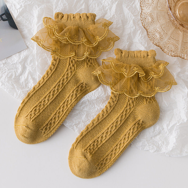 Girls Lolita Lace Socks – Princess Ruffle Cotton Socks