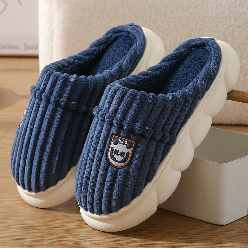 Winter Corduroy House Slippers – Warm Plush Indoor Shoes