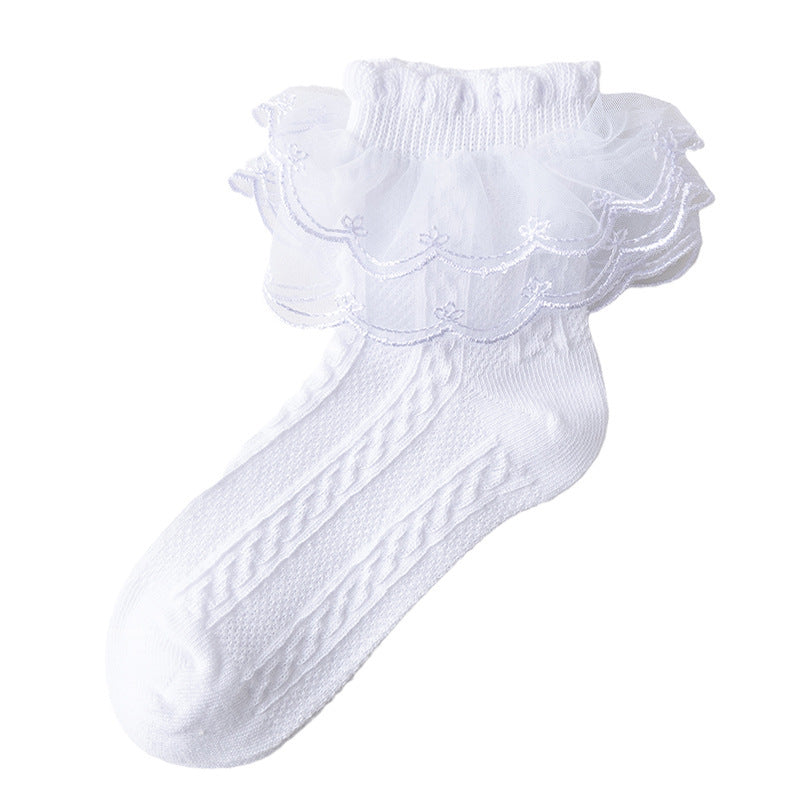 Girls Lolita Lace Socks – Princess Ruffle Cotton Socks
