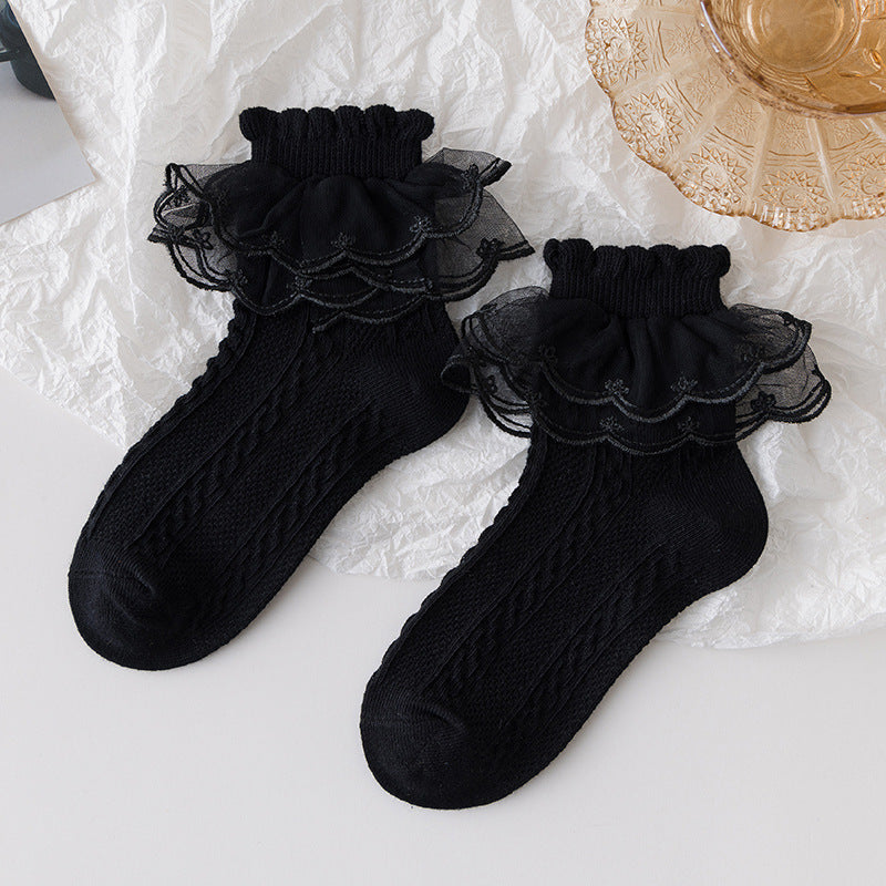 Girls Lolita Lace Socks – Princess Ruffle Cotton Socks