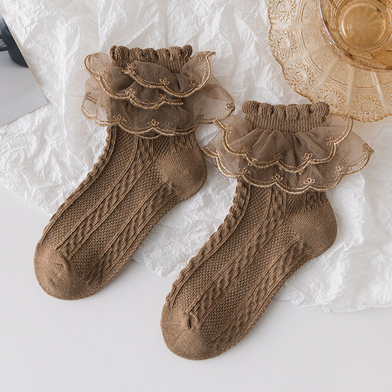 Girls Lolita Lace Socks – Princess Ruffle Cotton Socks