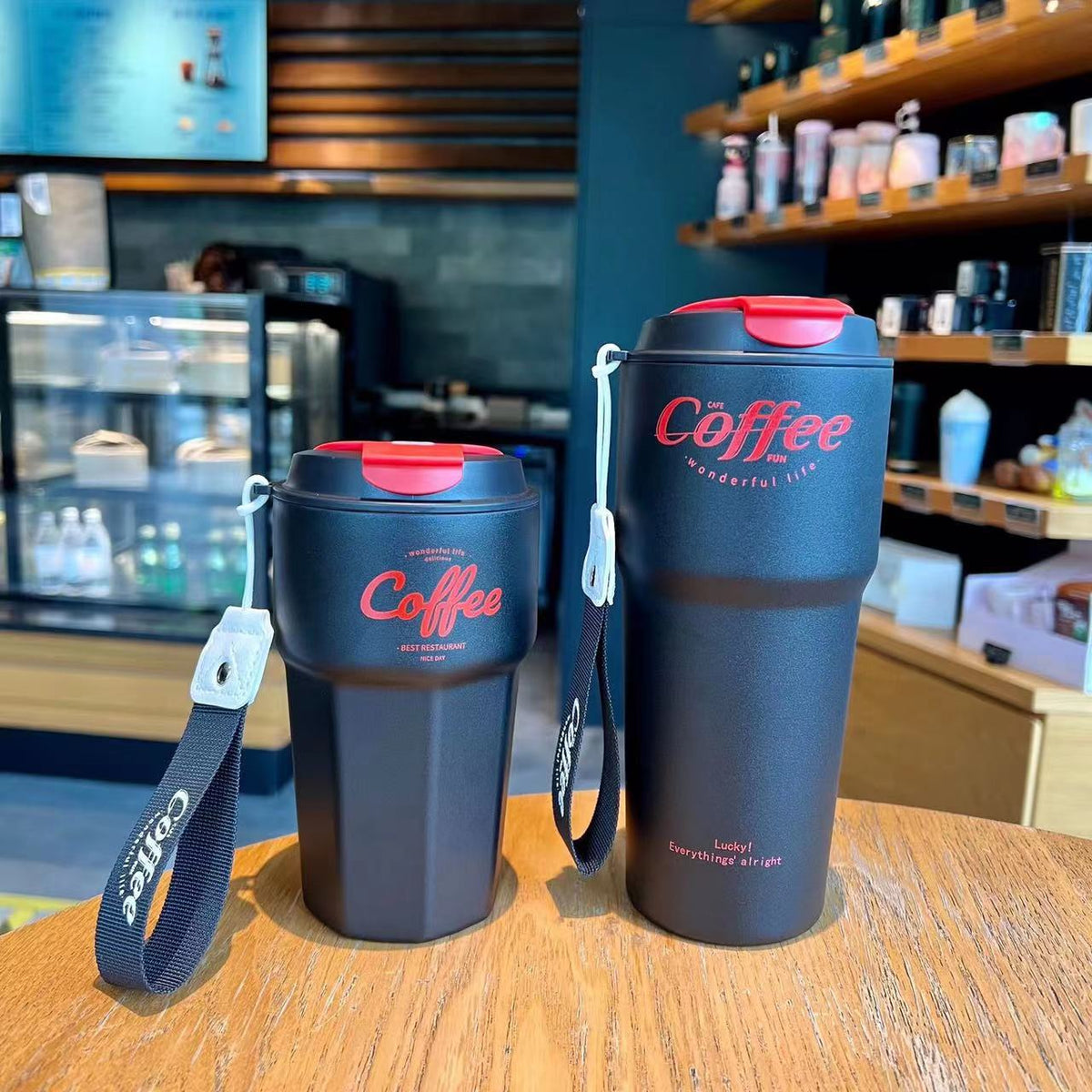 Stainless Steel Vacuum Coffee Mug with leak-proof lid, double-wall insulation, available in 420ml and 620ml for travel, office, and daily use