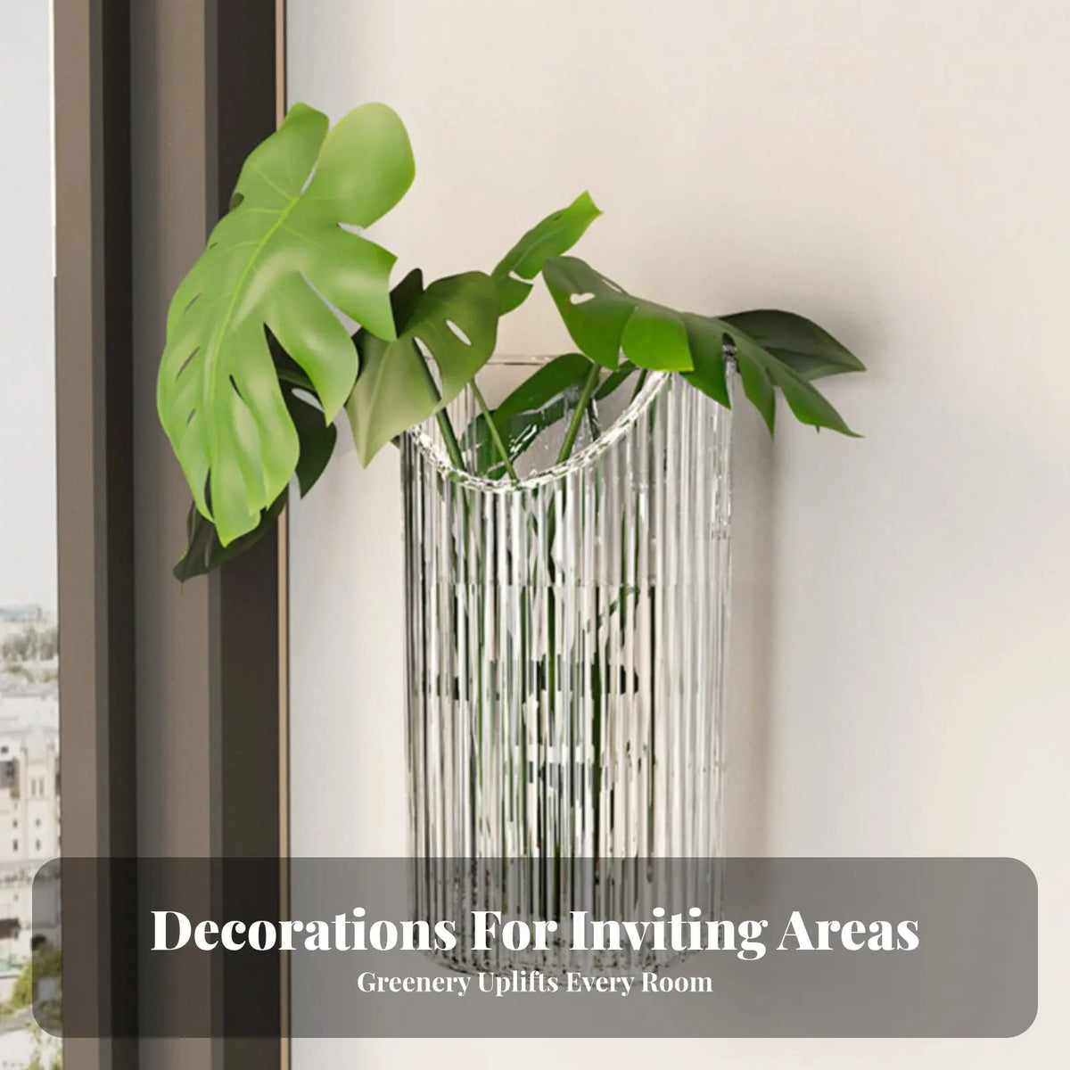 Adhesive Plant Holder No-Tools-Needed Installation Adhesive Ribbed Flower Holder Hydroponics Compatible Space-Saving
