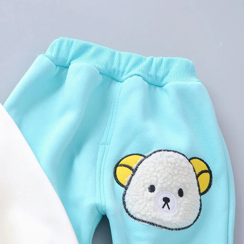 Baby Hooded Tracksuit Set with hooded vest, long sleeve T-shirt, and pants for baby boys and girls