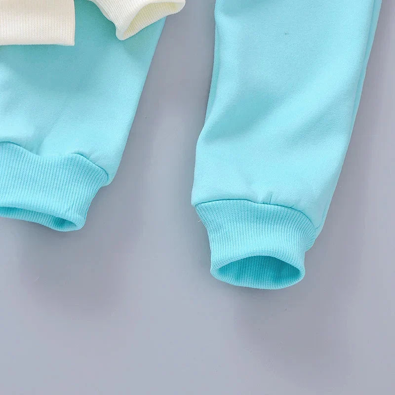 Baby Hooded Tracksuit Set with hooded vest, long sleeve T-shirt, and pants for baby boys and girls