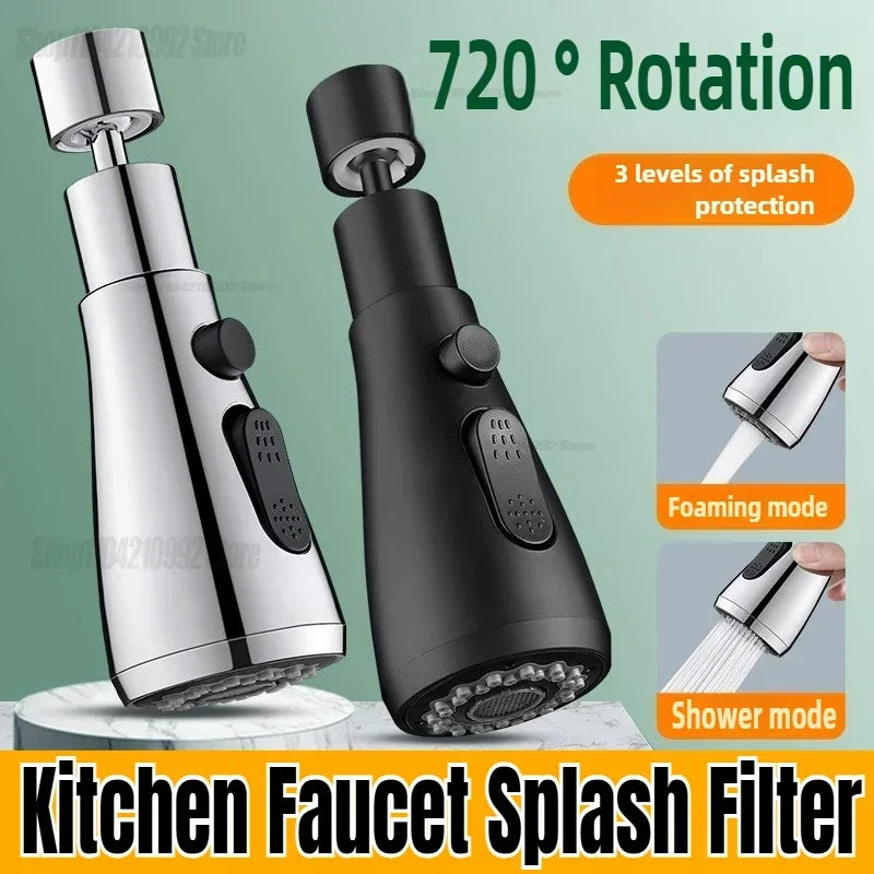 Universal 360° Rotate Kitchen Faucet Extender Aerator Plastic Splash Filter Kitchen Washbasin Faucet Bubbler Nozzle Aerator