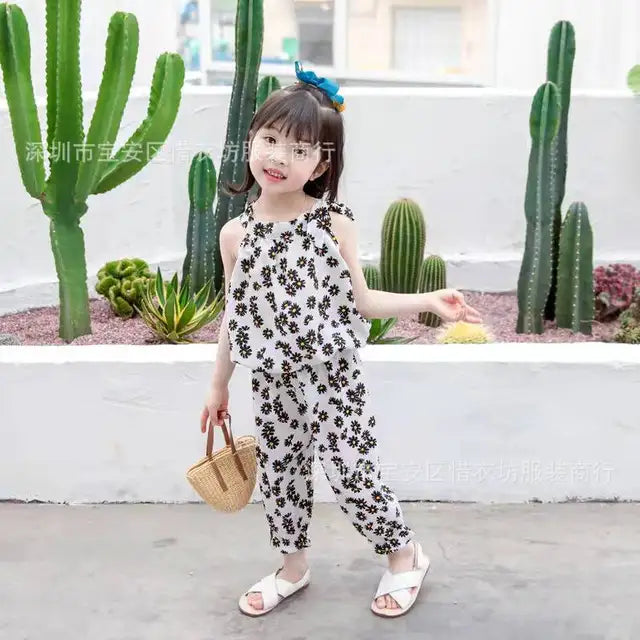Summer Flower Two-piece Set Baby Girl Clothes Fashion Clothes Toddler Girl Clothes
