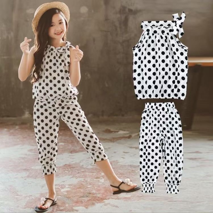 Children's Summer Korean Style Sleeveless Two-piece Set