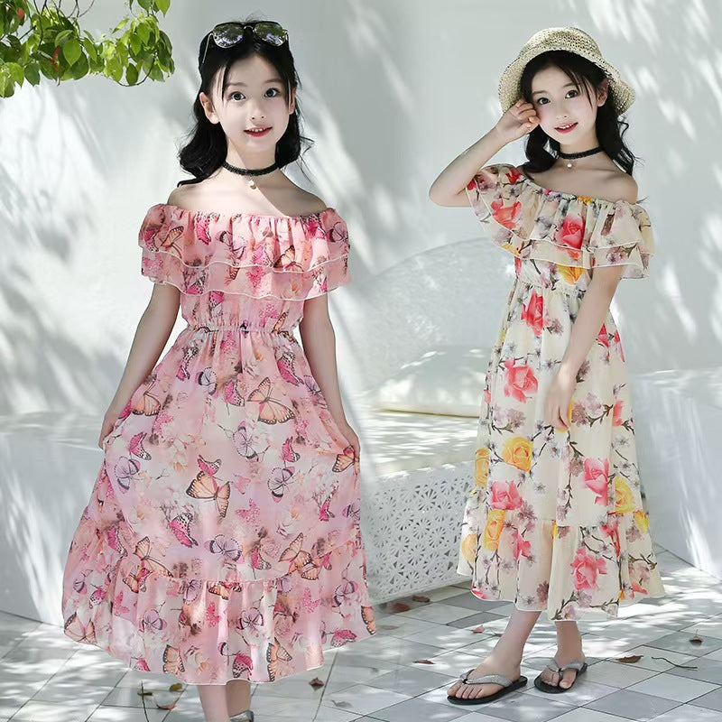 Girls flower print dress made from soft comfortable fabric for birthdays, parties and everyday wear