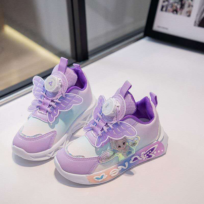 New Princess Elsa Shoes with Leather Surface, Super Soft Waterproof Children's Sports Shoes