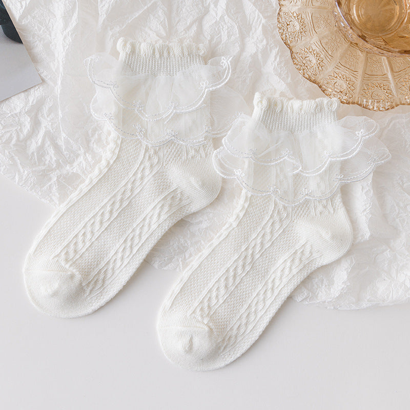 Girls Lolita Lace Socks – Princess Ruffle Cotton Socks